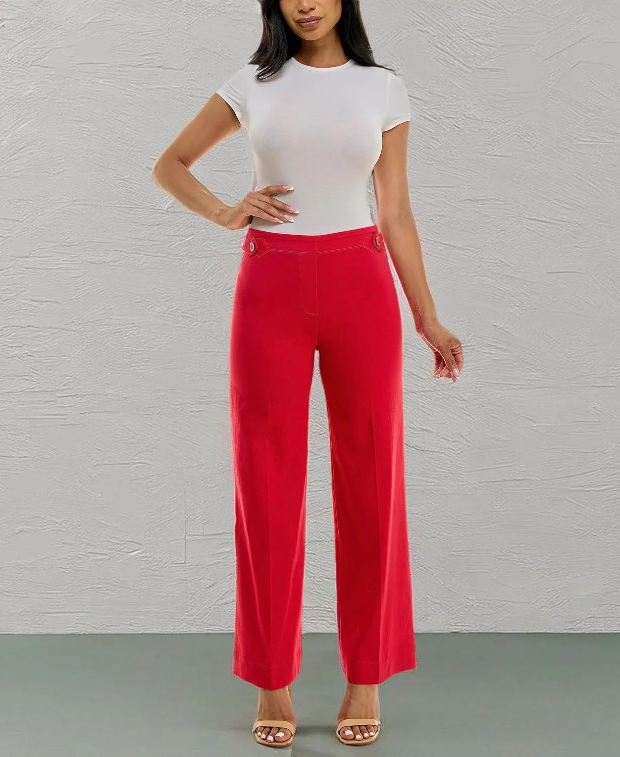 Zac & Rachel Women's Pull on Millennium Wide Leg Pant W/Hardware Waist Tabs