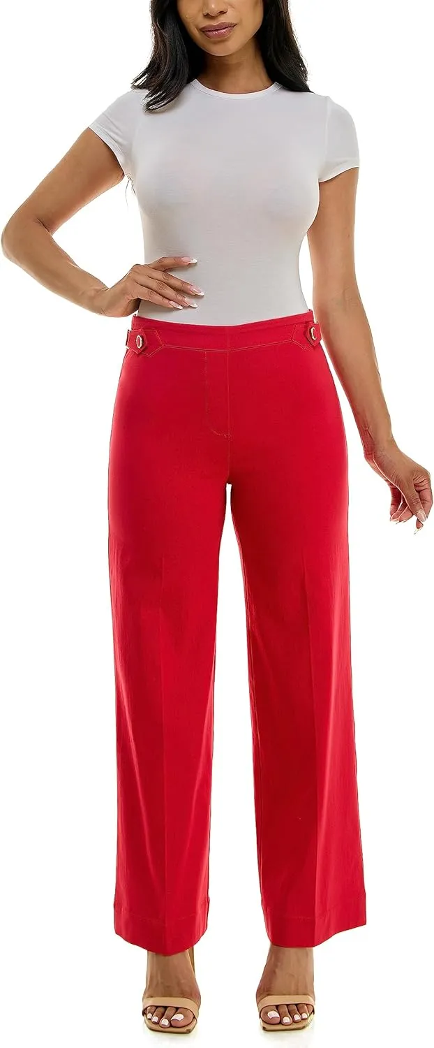 Zac & Rachel Women's Pull on Millennium Wide Leg Pant W/Hardware Waist Tabs