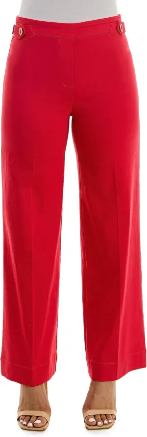 Zac & Rachel Women's Pull on Millennium Wide Leg Pant W/Hardware Waist Tabs