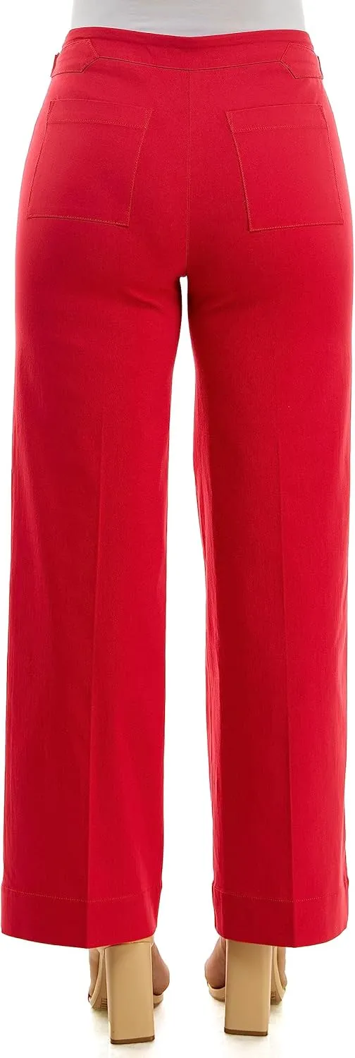 Zac & Rachel Women's Pull on Millennium Wide Leg Pant W/Hardware Waist Tabs