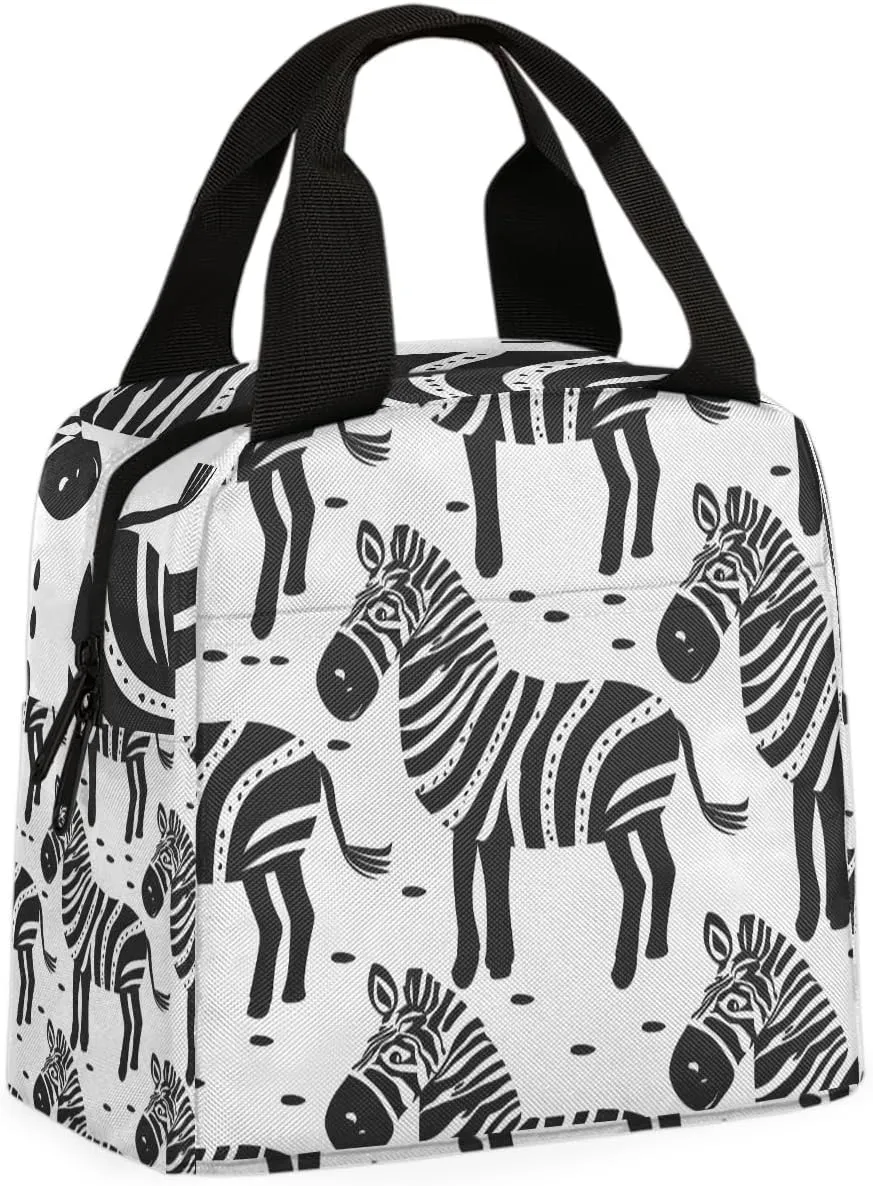 Zebra Vintage Lunch Bag Zebra Baby Tote Lunch Bag Reusable Lunch Box Leakproof Cooler Bag